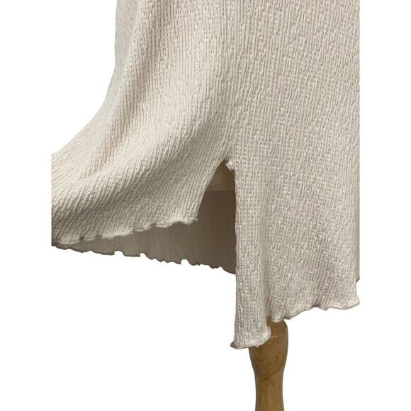 Luukaa Cream Crinkle Knit Cardigan Tank SET Lagenlook Modern Unique Size 8 / 10 - Picture 6 of 12